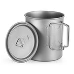 Ultralight 750ml Titanium Cup  Mug with Foldable Handle