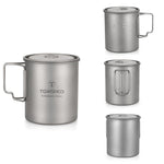 Ultralight 750ml Titanium Cup  Mug with Foldable Handle