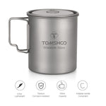 Ultralight 750ml Titanium Cup  Mug with Foldable Handle